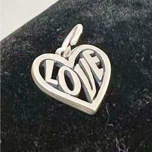 JAMES AVERY Sterling Silver LOVE in Heart Pendant Charm; RETIRED